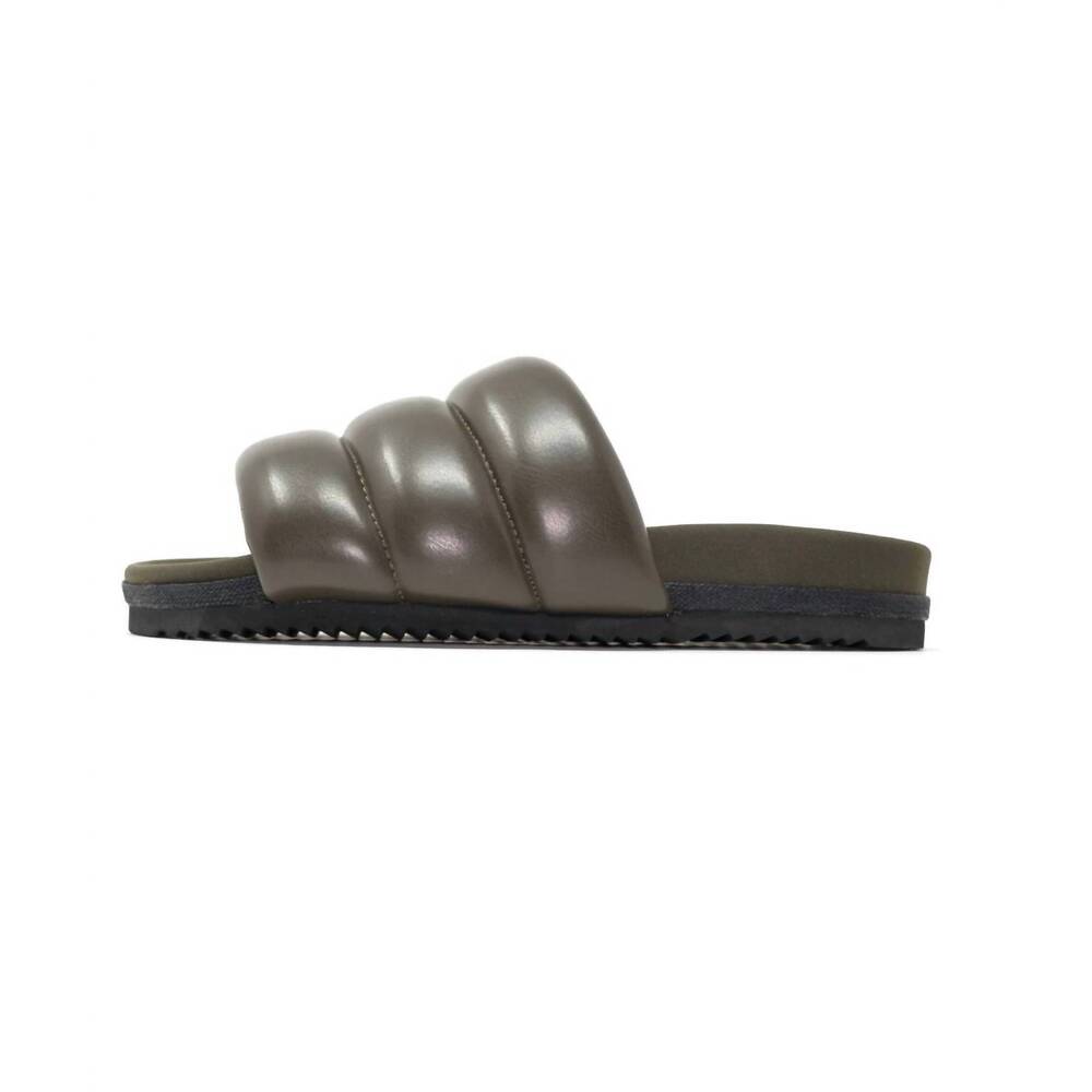 NEW ROAM women's puffy slides in khaki